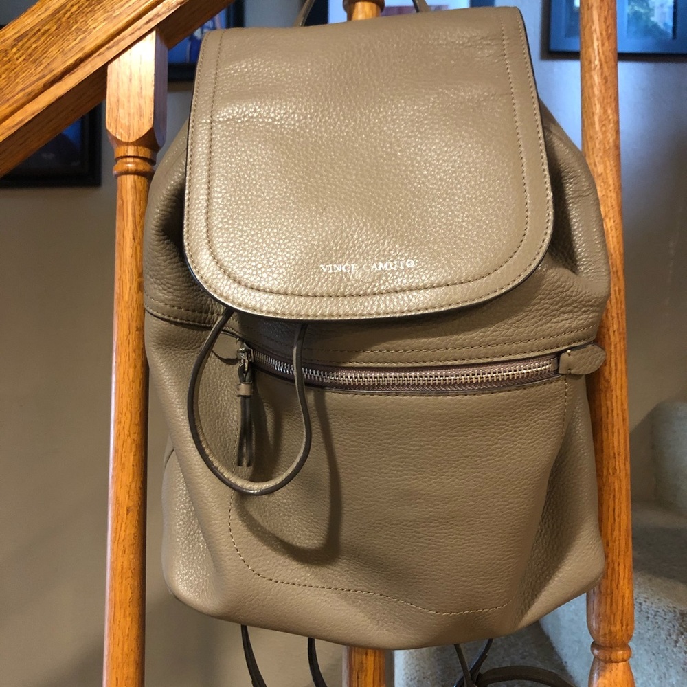Leather backpack.